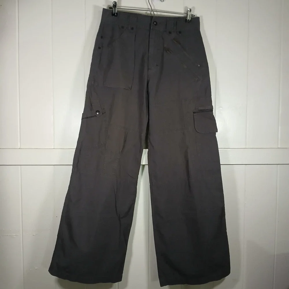 Kikwear Cargo Pants Mens 30 Gray Wide Leg Rave Dance Y2K Streetwear 12111-HT